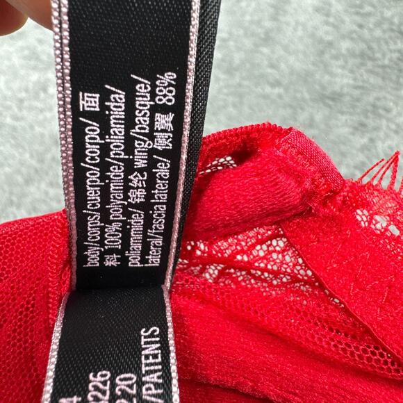 Victoria’s Secret Bombshell Plunge Push Up Bra Red Lace 34C - Picture 4 of 10